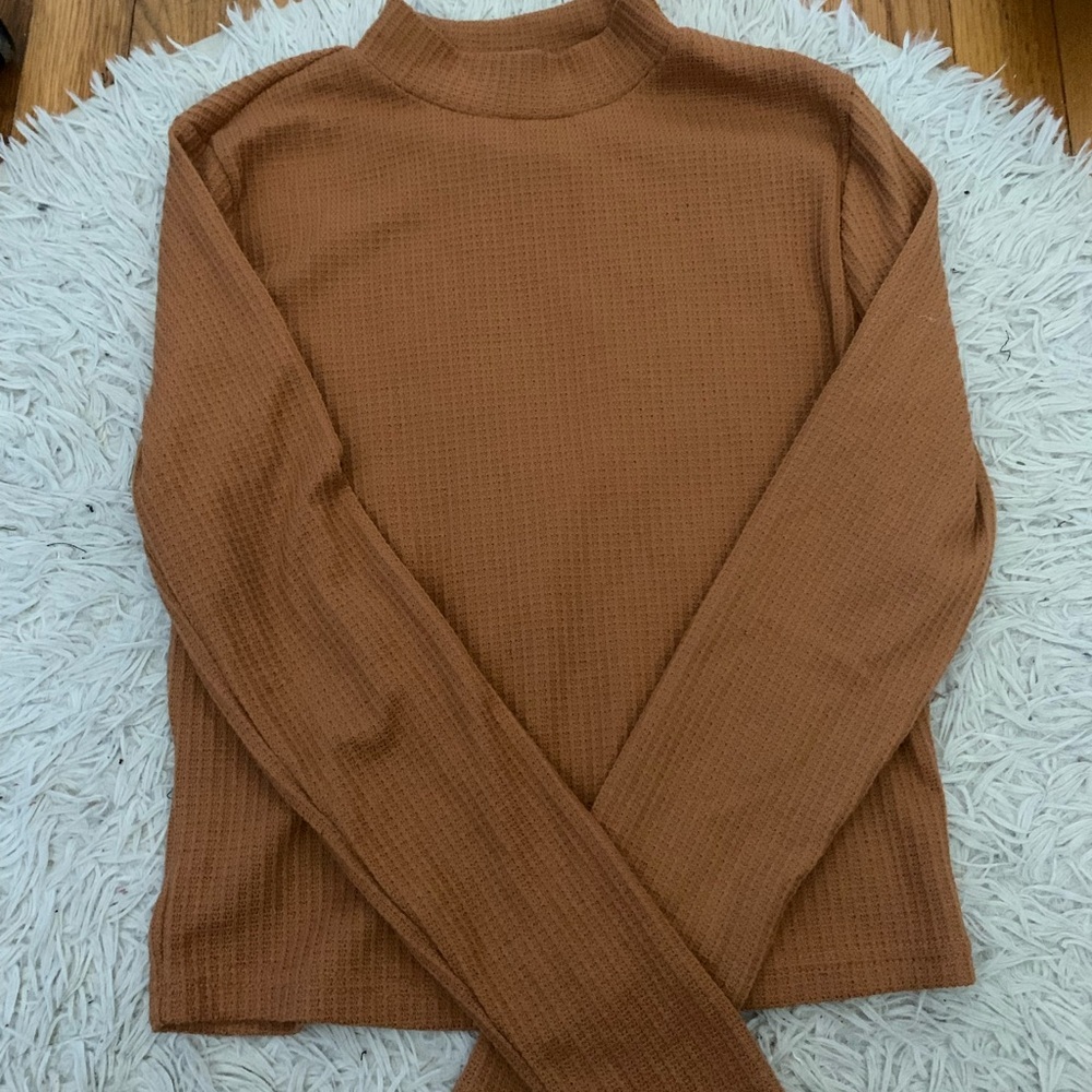 Paper Crane Brown Ribbed Long Sleeve Top